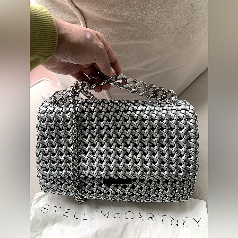 STELLA MCCARTNEY Woven Metallic Chain Handle Bag ✨REG $3,000✨